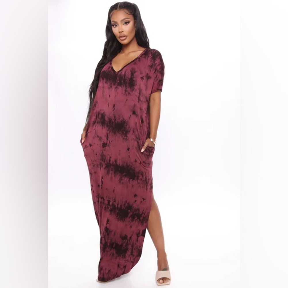 Fashion nova Tie-Dye Maxi Kaftan Dress medium